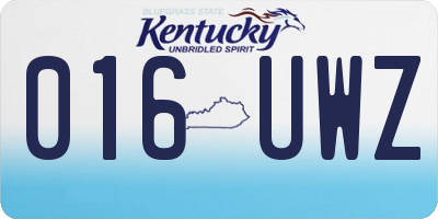 KY license plate 016UWZ