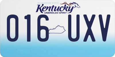 KY license plate 016UXV
