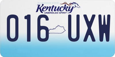 KY license plate 016UXW