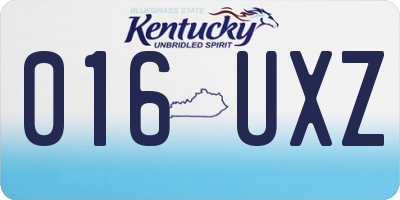 KY license plate 016UXZ