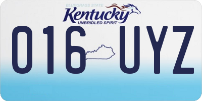 KY license plate 016UYZ