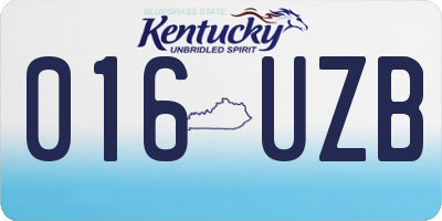 KY license plate 016UZB