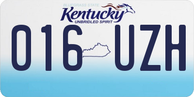 KY license plate 016UZH