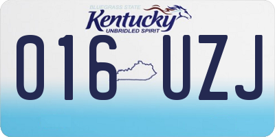 KY license plate 016UZJ