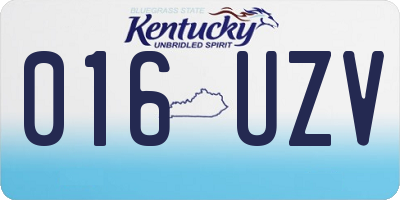 KY license plate 016UZV