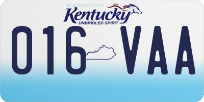 KY license plate 016VAA