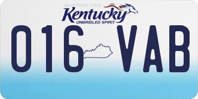 KY license plate 016VAB