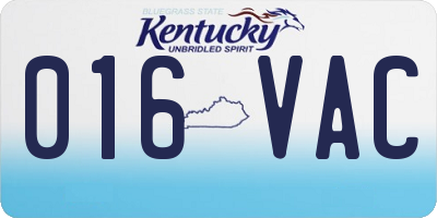 KY license plate 016VAC