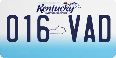 KY license plate 016VAD