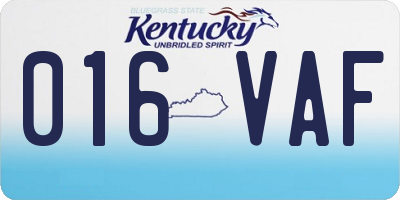 KY license plate 016VAF