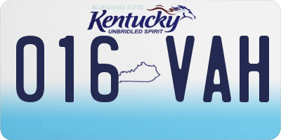 KY license plate 016VAH