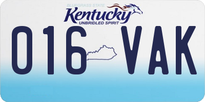 KY license plate 016VAK
