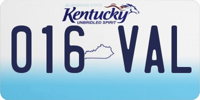 KY license plate 016VAL
