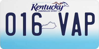 KY license plate 016VAP
