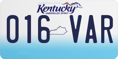 KY license plate 016VAR