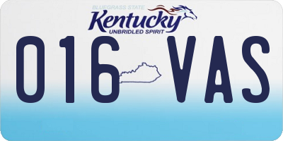 KY license plate 016VAS