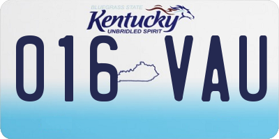 KY license plate 016VAU