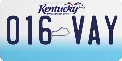 KY license plate 016VAY