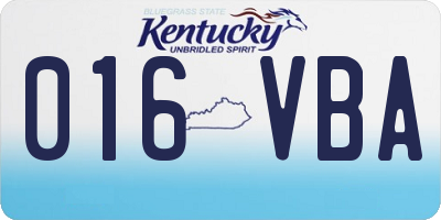 KY license plate 016VBA