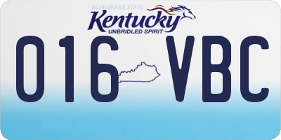 KY license plate 016VBC