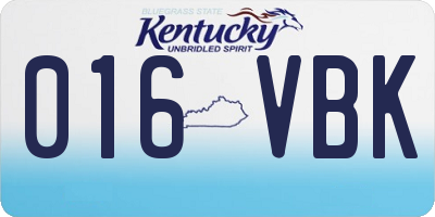 KY license plate 016VBK