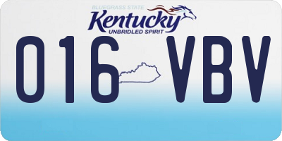 KY license plate 016VBV