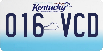 KY license plate 016VCD