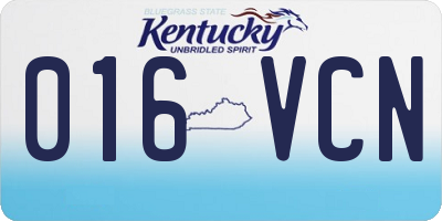 KY license plate 016VCN