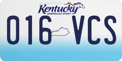 KY license plate 016VCS