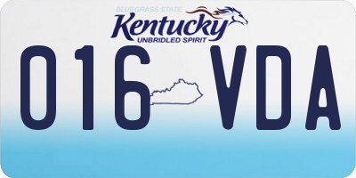 KY license plate 016VDA
