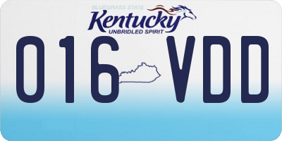 KY license plate 016VDD