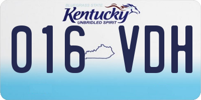 KY license plate 016VDH