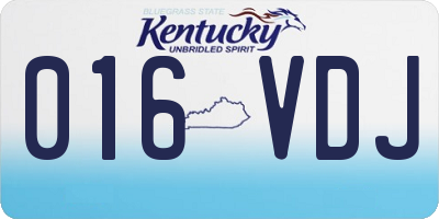 KY license plate 016VDJ