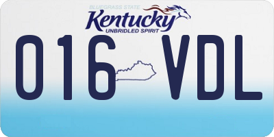 KY license plate 016VDL