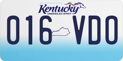 KY license plate 016VDO