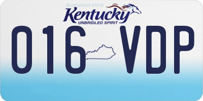 KY license plate 016VDP