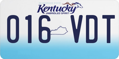KY license plate 016VDT