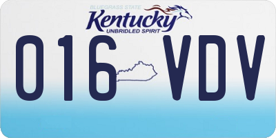 KY license plate 016VDV