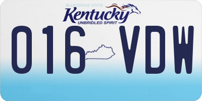 KY license plate 016VDW