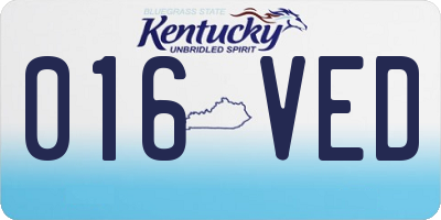 KY license plate 016VED