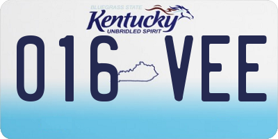 KY license plate 016VEE