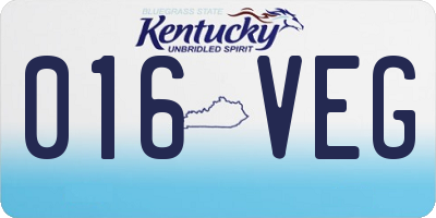 KY license plate 016VEG