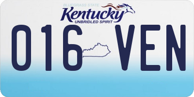 KY license plate 016VEN