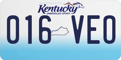 KY license plate 016VEO