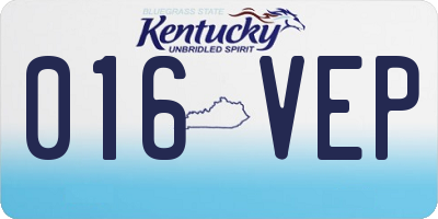 KY license plate 016VEP