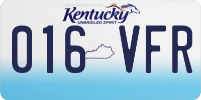 KY license plate 016VFR