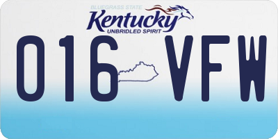 KY license plate 016VFW