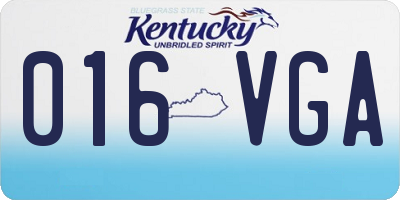 KY license plate 016VGA