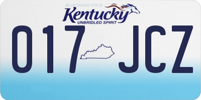 KY license plate 017JCZ
