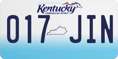 KY license plate 017JIN
